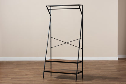 Baxton Studio - Laima Shelving Unit - SR1802055-Rustic Brown/Black-Coat Hanger view 7