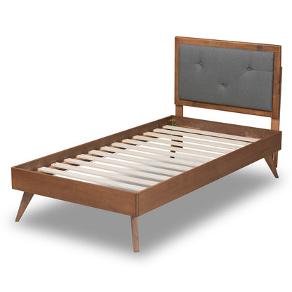 Baxton Studio - Laima Twin Size Bed in Dark Grey/Walnut Brown - Laima-Dark Grey/Walnut-Twin view 3