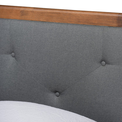 Baxton Studio - Laima Twin Size Bed in Dark Grey/Walnut Brown - Laima-Dark Grey/Walnut-Twin view 4