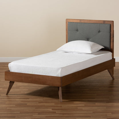 Baxton Studio - Laima Twin Size Bed in Dark Grey/Walnut Brown - Laima-Dark Grey/Walnut-Twin view 8