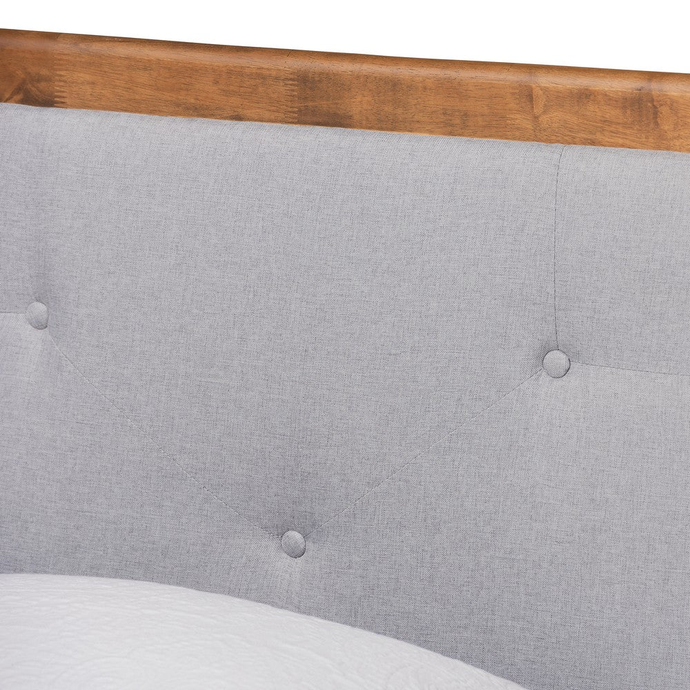 Baxton Studio - Laima Twin Size Bed in Light Grey/Walnut Brown - Laima-Light Grey/Walnut-Twin view 4
