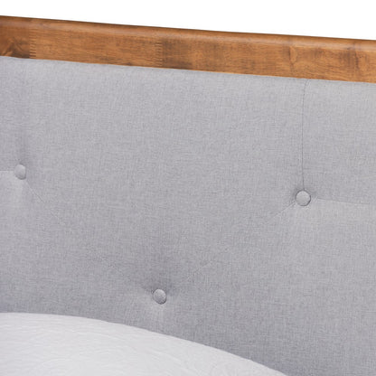 Baxton Studio - Laima Twin Size Bed in Light Grey/Walnut Brown - Laima-Light Grey/Walnut-Twin view 4