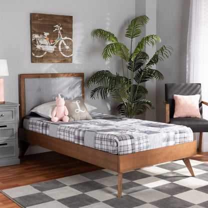 Baxton Studio - Laima Twin Size Bed in Light Grey/Walnut Brown - Laima-Light Grey/Walnut-Twin view 7