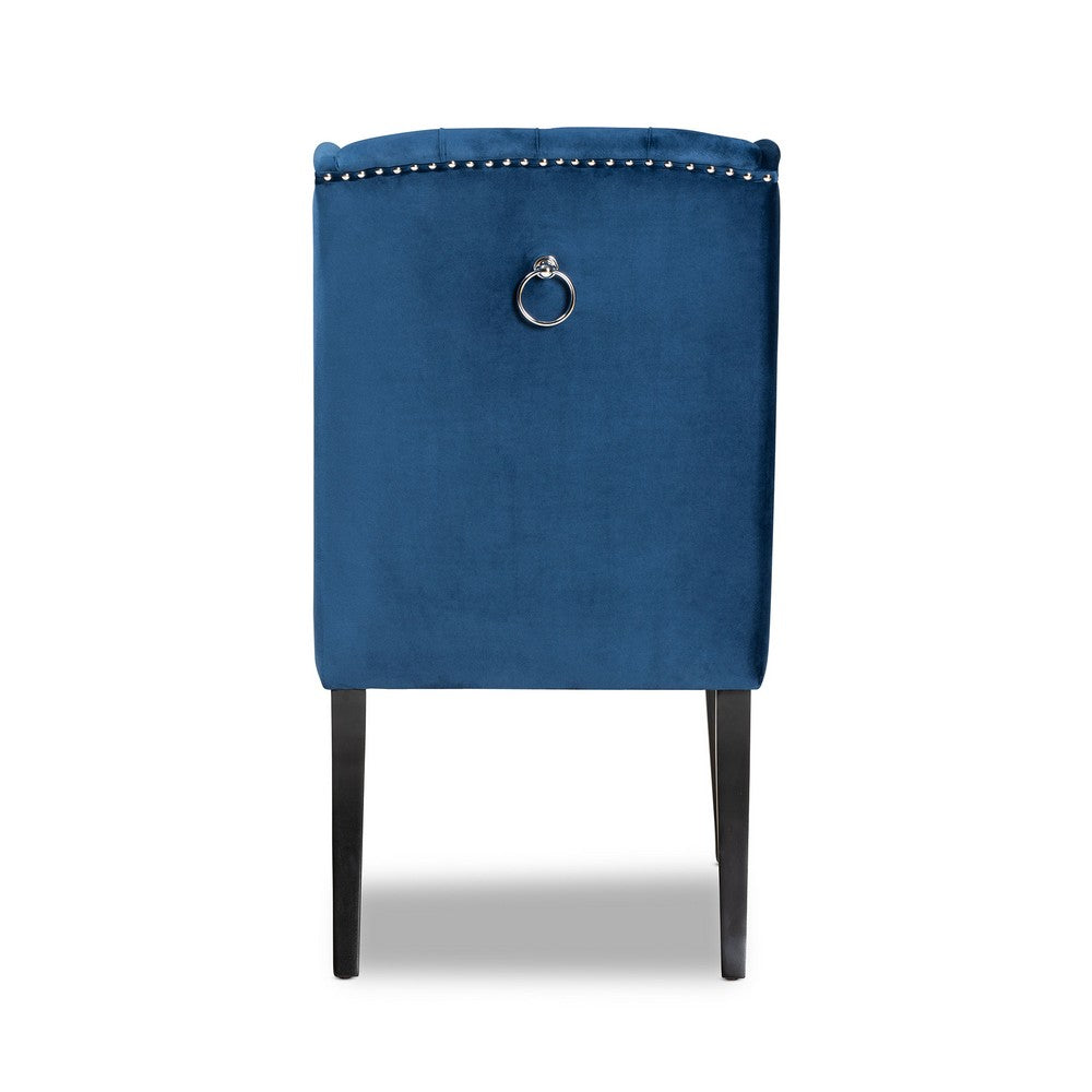 Baxton Studio - Lamont Dining Chair in Navy Blue/Dark Brown - WS-W158-Navy Blue Velvet/Espresso-DC view 4