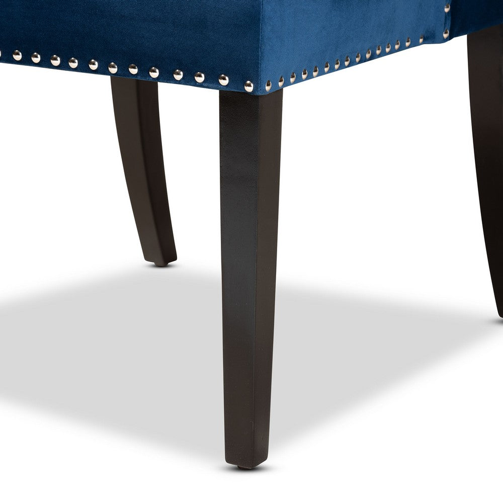 Baxton Studio - Lamont Dining Chair in Navy Blue/Dark Brown - WS-W158-Navy Blue Velvet/Espresso-DC view 7