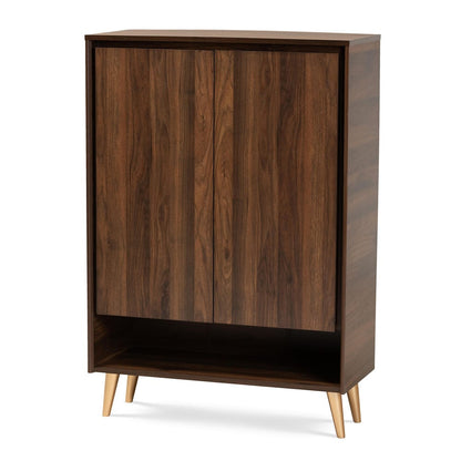 Baxton Studio - Landen Shoe Cabinet in Walnut Brown/Gold  - LV10SC10151WI-Columbia/Gold-Shoe Cabinet view 1