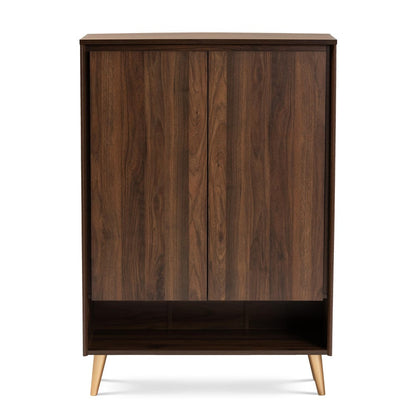 Baxton Studio - Landen Shoe Cabinet in Walnut Brown/Gold  - LV10SC10151WI-Columbia/Gold-Shoe Cabinet view 3