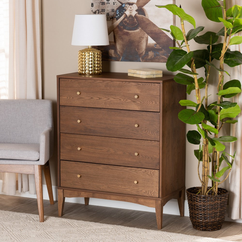 Baxton Studio - Landis Chest in Ash Walnut/Gold - MG9002-Ash Walnut-4DW-Chest view 8