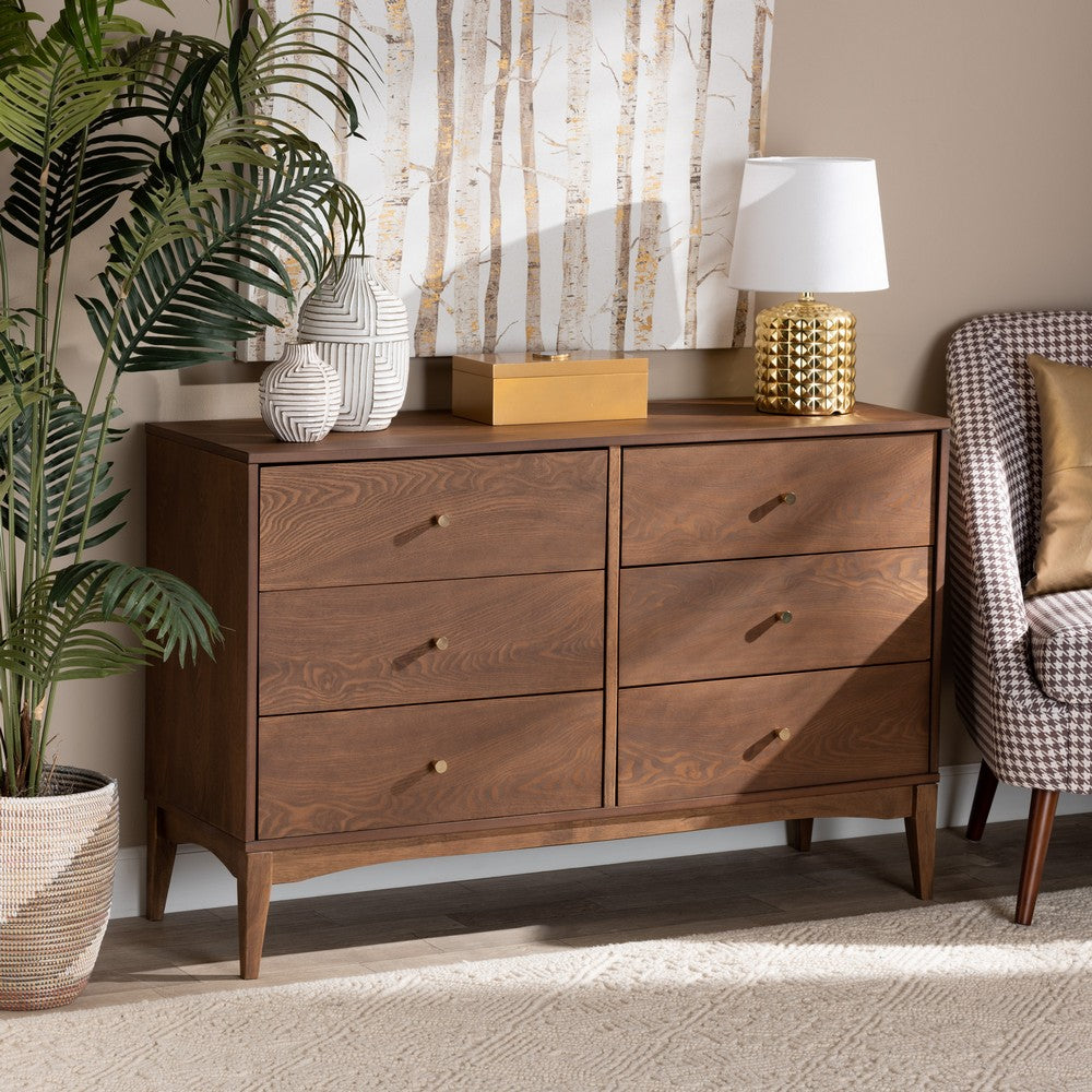 Baxton Studio - Landis Dresser in Ash Walnut/Gold - MG9002-Ash Walnut-6DW-Dresser view 8