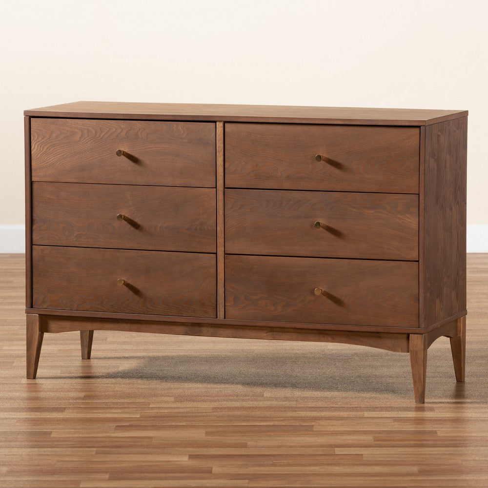 Baxton Studio - Landis Dresser in Ash Walnut/Gold - MG9002-Ash Walnut-6DW-Dresser view 9