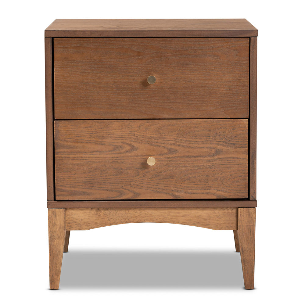 Baxton Studio - Landis Nightstand in Ash Walnut/Gold - MG9002-Ash Walnut-2DW-NS view 3