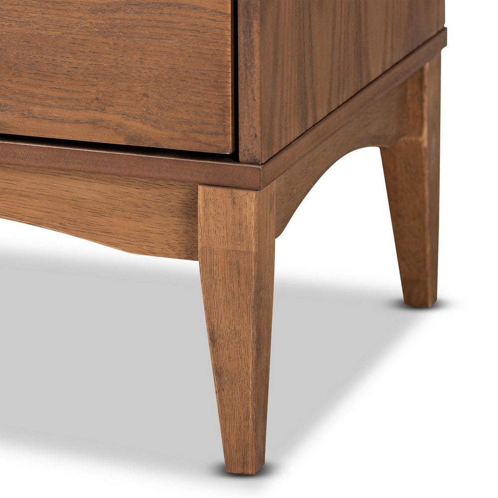 Baxton Studio - Landis Nightstand in Ash Walnut/Gold - MG9002-Ash Walnut-2DW-NS view 6