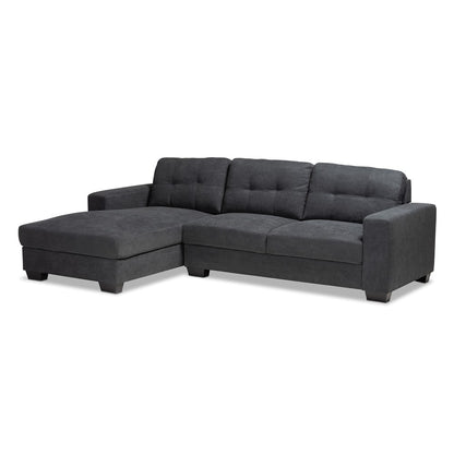 Baxton Studio - Langley Sectional Sofa in Dark Grey - J099C-Dark Grey-LFC view 1