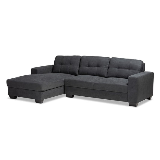 Baxton Studio - Langley Sectional Sofa in Dark Grey - J099C-Dark Grey-LFC view 1