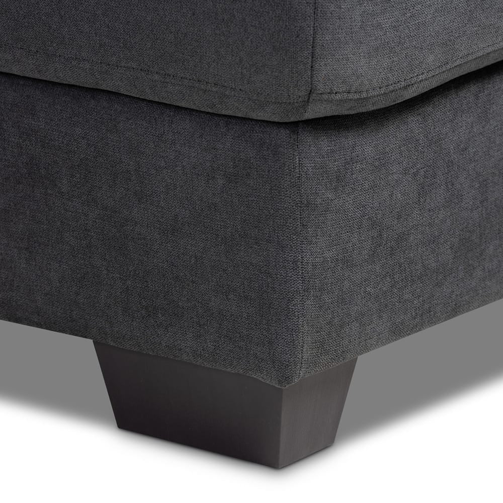 Baxton Studio - Langley Sectional Sofa in Dark Grey - J099C-Dark Grey-LFC view 3