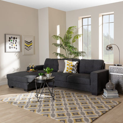 Baxton Studio - Langley Sectional Sofa in Dark Grey - J099C-Dark Grey-LFC view 4