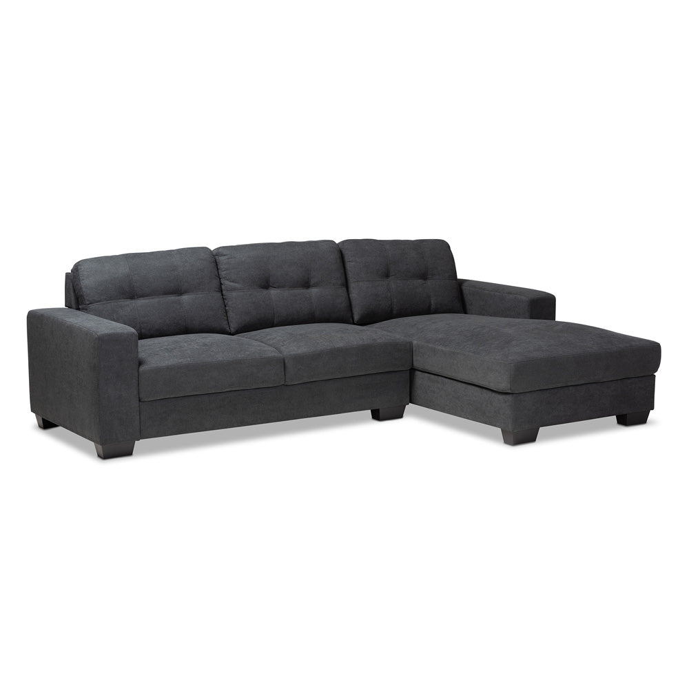 Baxton Studio - Langley Sectional Sofa in Dark Grey - J099C-Dark Grey-RFC view 1