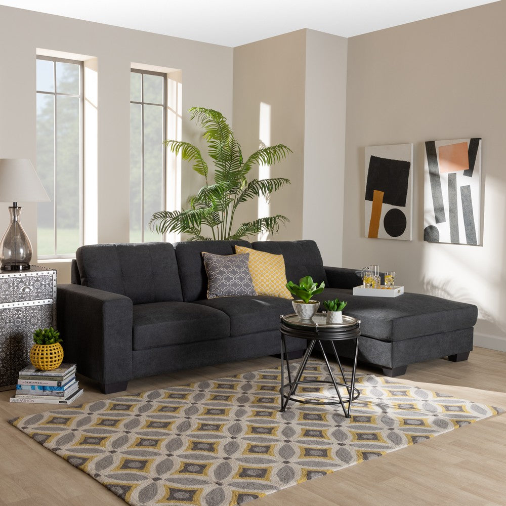 Baxton Studio - Langley Sectional Sofa in Dark Grey - J099C-Dark Grey-RFC view 4