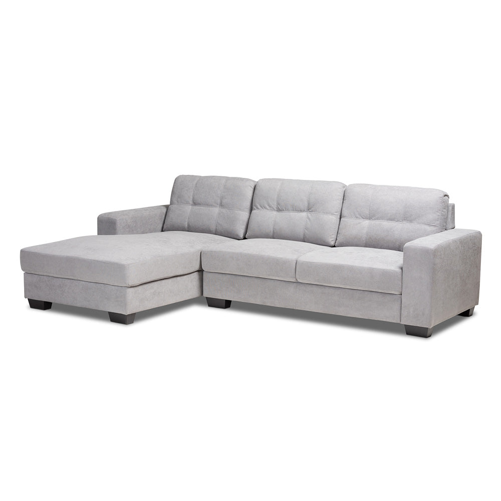 Baxton Studio - Langley Sectional Sofa in Light Grey - J099C-Light Grey-LFC view 1