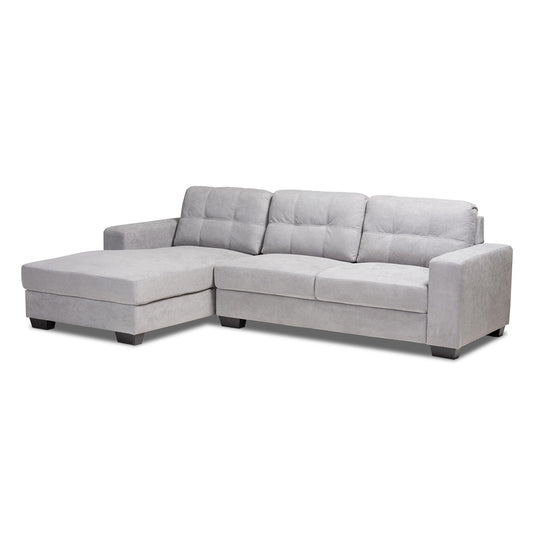 Baxton Studio - Langley Sectional Sofa in Light Grey - J099C-Light Grey-LFC view 1