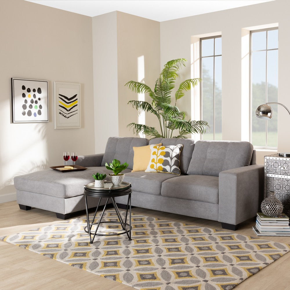 Baxton Studio - Langley Sectional Sofa in Light Grey - J099C-Light Grey-LFC view 4
