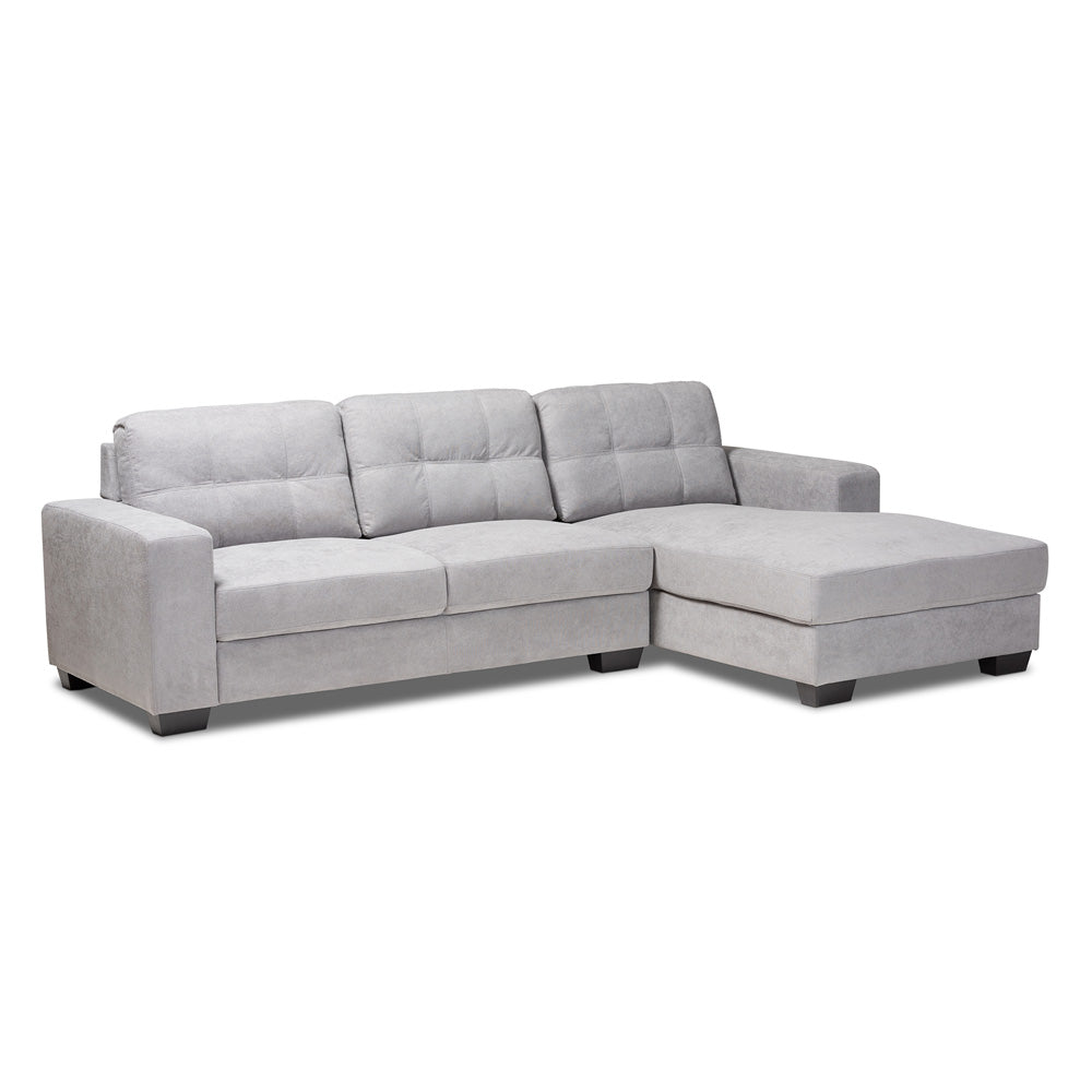Baxton Studio - Langley Sectional Sofa in Light Grey - J099C-Light Grey-RFC view 1