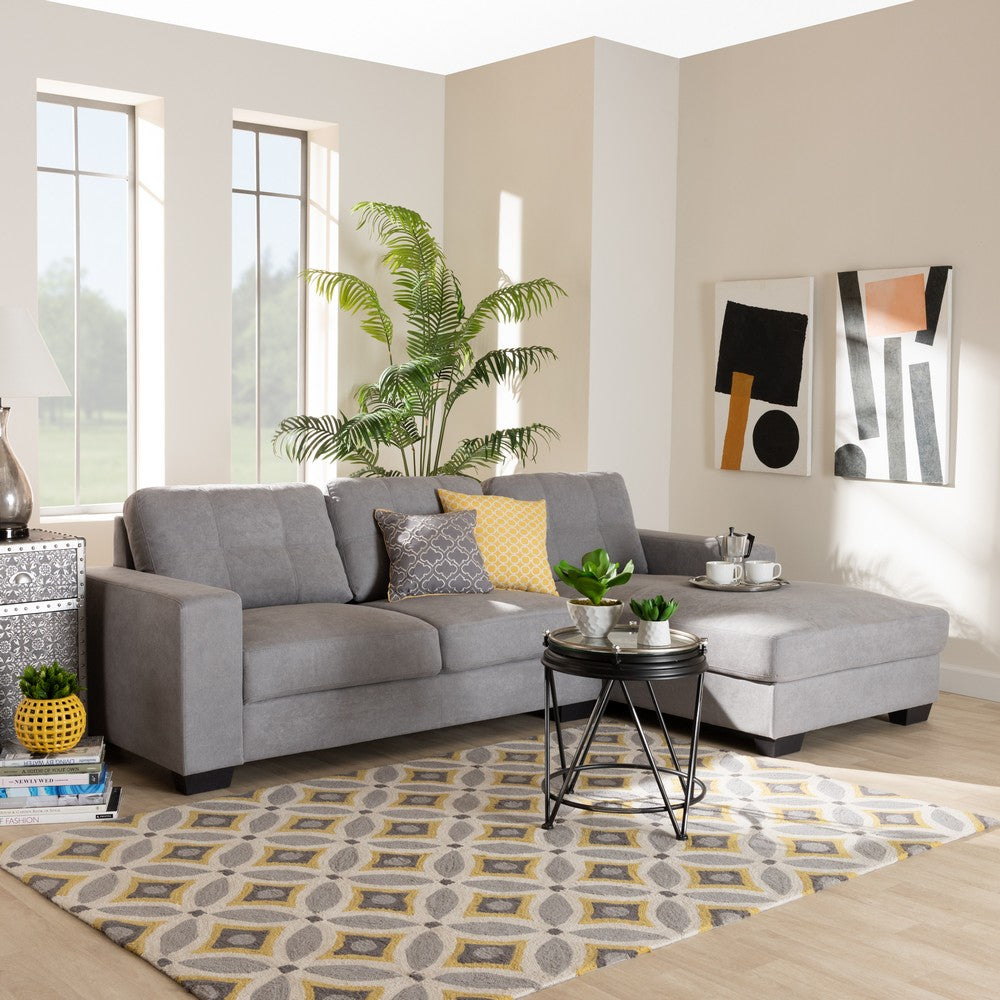 Baxton Studio - Langley Sectional Sofa in Light Grey - J099C-Light Grey-RFC view 4