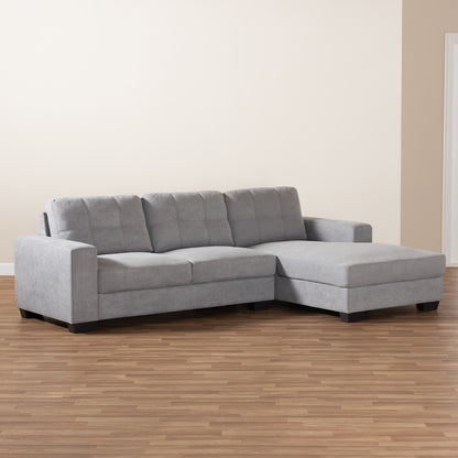 Baxton Studio - Langley Sectional Sofa in Light Grey - J099C-Light Grey-RFC view 5
