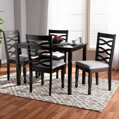 Baxton Studio - Lanier Dining Set in Gray/Espresso - RH318C-Grey/Dark Brown-5PC Dining Set view 3