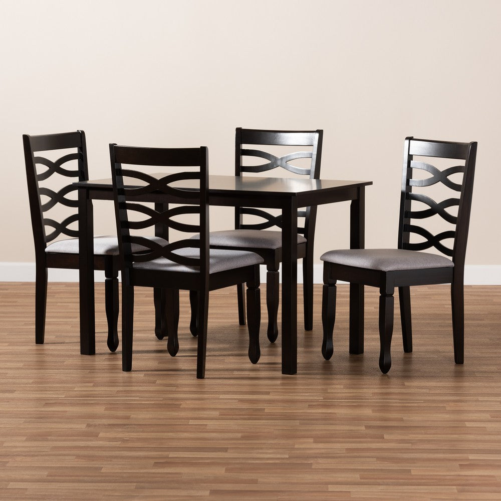 Baxton Studio - Lanier Dining Set in Gray/Espresso - RH318C-Grey/Dark Brown-5PC Dining Set view 4