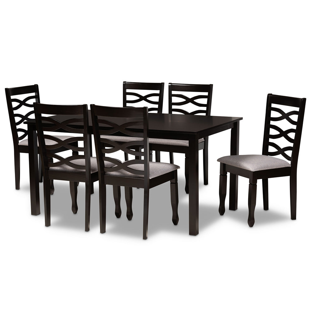 Baxton Studio - Lanier Dining Set in Grey/Dark Brown - RH318C-Grey/Dark Brown-7PC Dining Set view 1