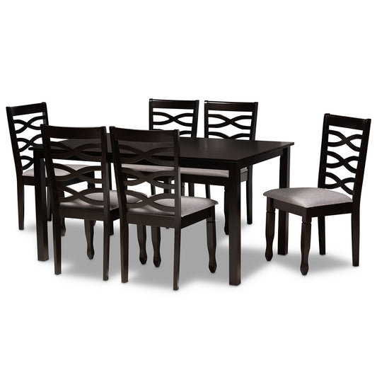 Baxton Studio - Lanier Dining Set in Grey/Dark Brown - RH318C-Grey/Dark Brown-7PC Dining Set view 1