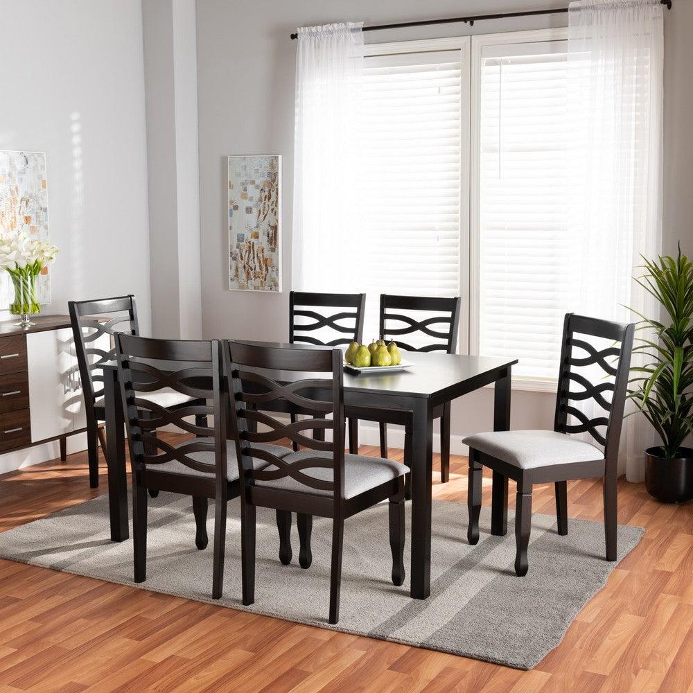 Baxton Studio - Lanier Dining Set in Grey/Dark Brown - RH318C-Grey/Dark Brown-7PC Dining Set view 7