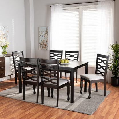 Baxton Studio - Lanier Dining Set in Grey/Dark Brown - RH318C-Grey/Dark Brown-7PC Dining Set view 7