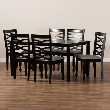 Baxton Studio - Lanier Dining Set in Grey/Dark Brown - RH318C-Grey/Dark Brown-7PC Dining Set view 8