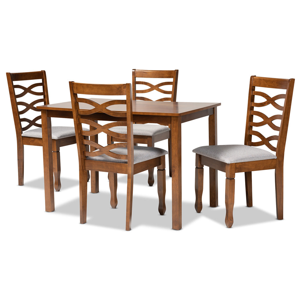 Baxton Studio - Lanier Dining Set in Grey/Walnut Brown  - RH318C-Grey/Walnut-5PC Dining Set view 1
