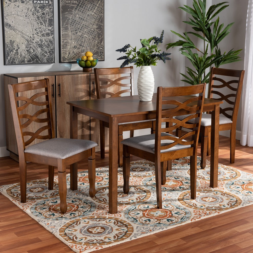 Baxton Studio - Lanier Dining Set in Grey/Walnut Brown  - RH318C-Grey/Walnut-5PC Dining Set view 7