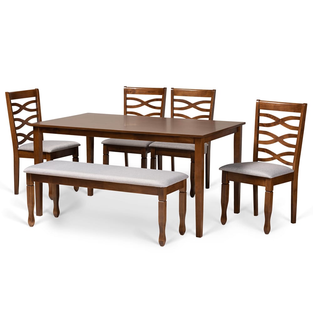 Baxton Studio - Lanier Dining Set in Grey/walnut brown - RH318C-Grey/Walnut-6PC Dining Set view 1