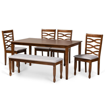 Baxton Studio - Lanier Dining Set in Grey/walnut brown - RH318C-Grey/Walnut-6PC Dining Set view 1