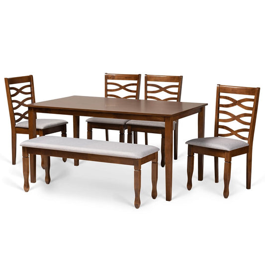 Baxton Studio - Lanier Dining Set in Grey/walnut brown - RH318C-Grey/Walnut-6PC Dining Set view 1