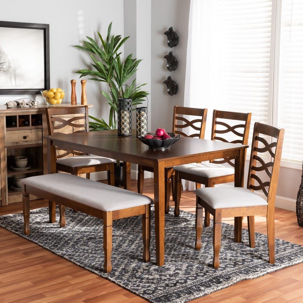 Baxton Studio - Lanier Dining Set in Grey/walnut brown - RH318C-Grey/Walnut-6PC Dining Set view 8