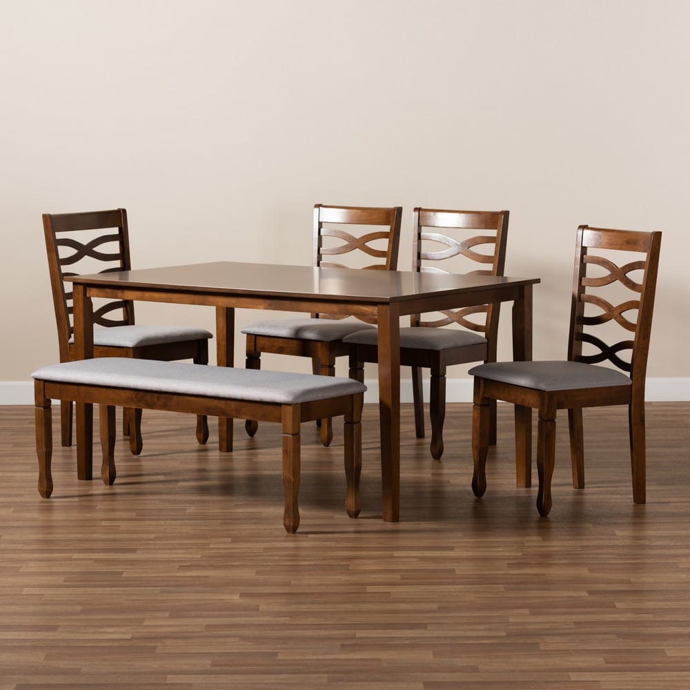 Baxton Studio - Lanier Dining Set in Grey/walnut brown - RH318C-Grey/Walnut-6PC Dining Set view 9