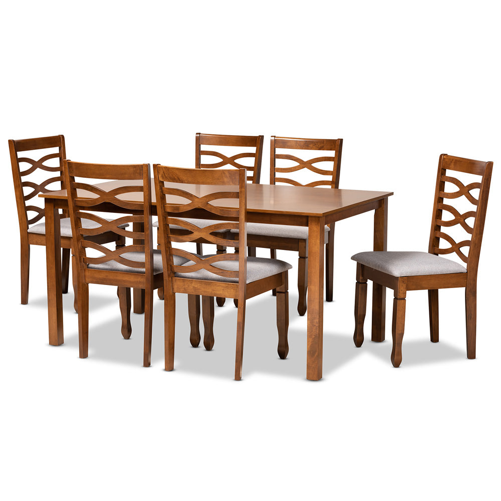 Baxton Studio - Lanier Dining Set in Grey/Walnut Brown - RH318C-Grey/Walnut-7PC Dining Set view 1