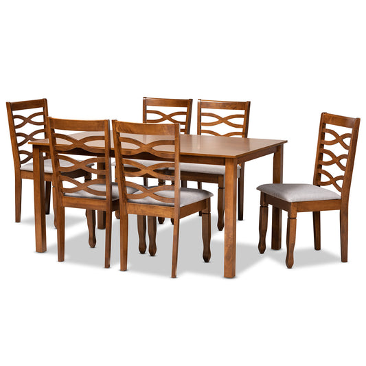 Baxton Studio - Lanier Dining Set in Grey/Walnut Brown - RH318C-Grey/Walnut-7PC Dining Set view 1