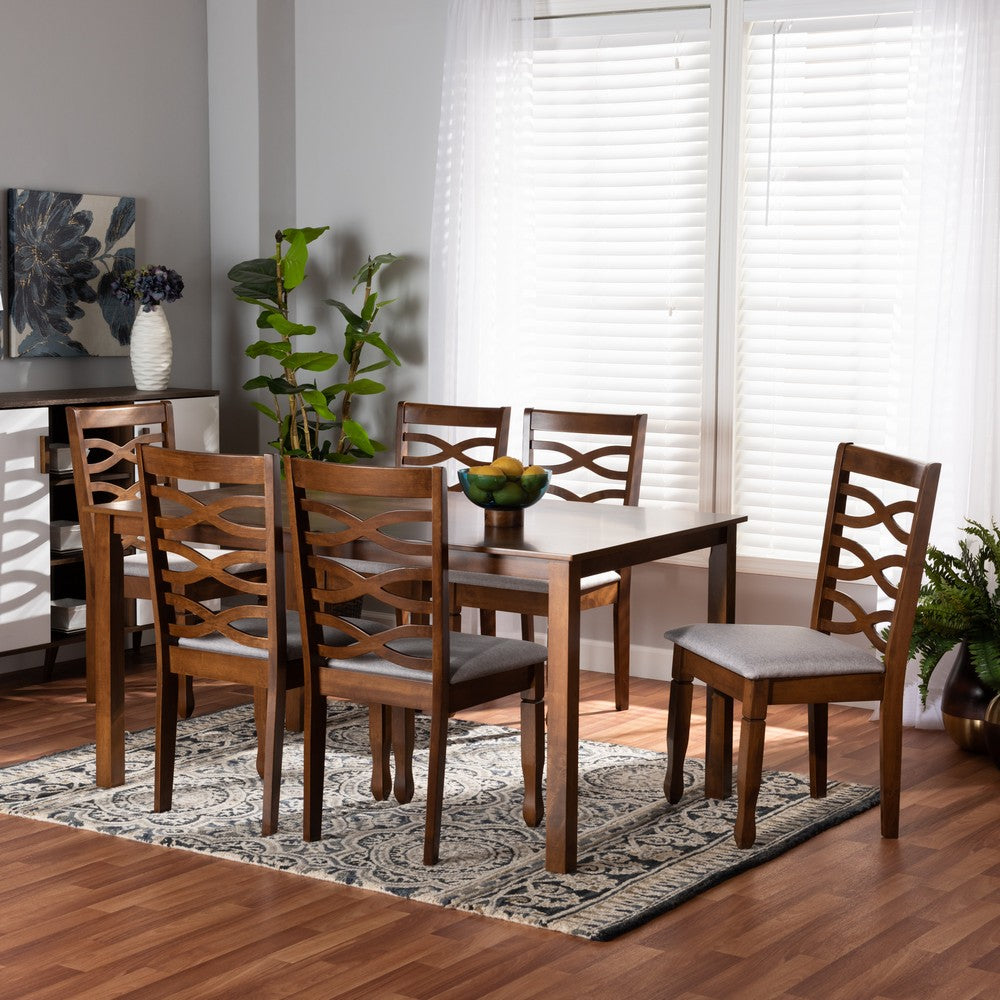 Baxton Studio - Lanier Dining Set in Grey/Walnut Brown - RH318C-Grey/Walnut-7PC Dining Set view 7