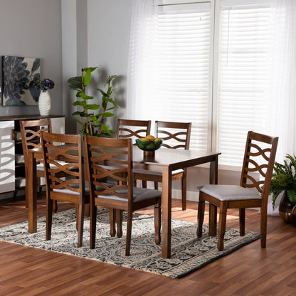 Baxton Studio - Lanier Dining Set in Grey/Walnut Brown - RH318C-Grey/Walnut-7PC Dining Set view 7