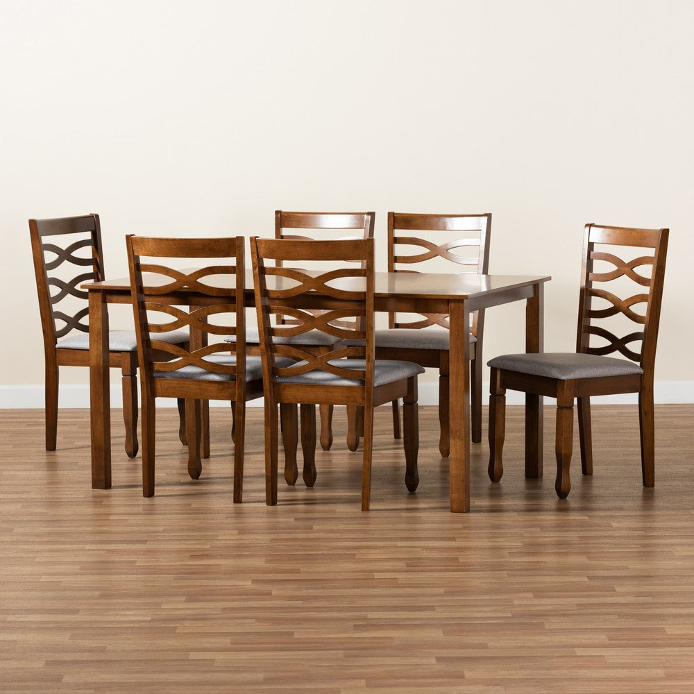 Baxton Studio - Lanier Dining Set in Grey/Walnut Brown - RH318C-Grey/Walnut-7PC Dining Set view 8