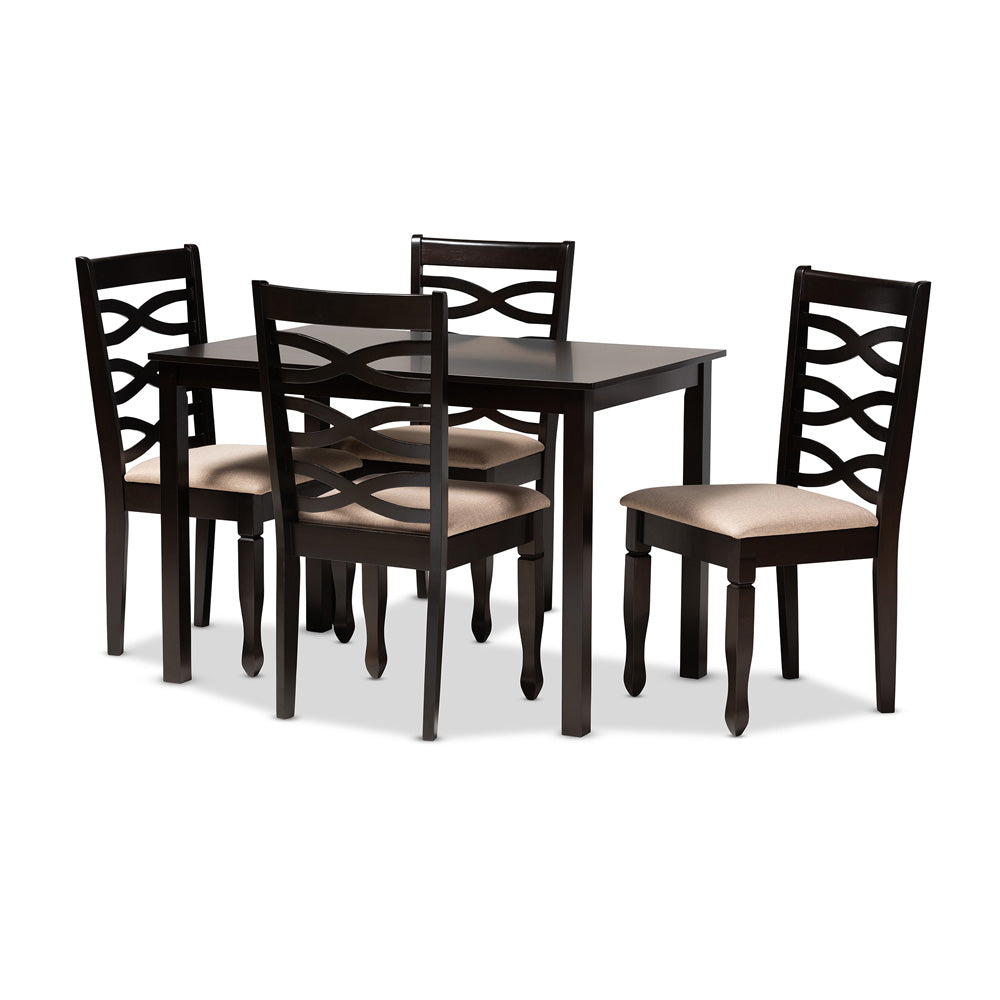 Baxton Studio - Lanier Dining Set in Sand Brown/Espresso - RH318C-Sand/Dark Brown-5PC Dining Set view 1