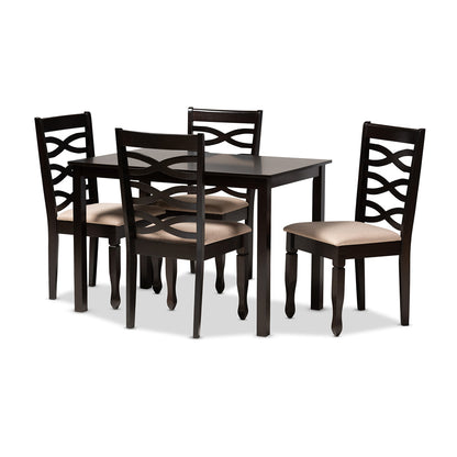 Baxton Studio - Lanier Dining Set in Sand Brown/Espresso - RH318C-Sand/Dark Brown-5PC Dining Set view 1