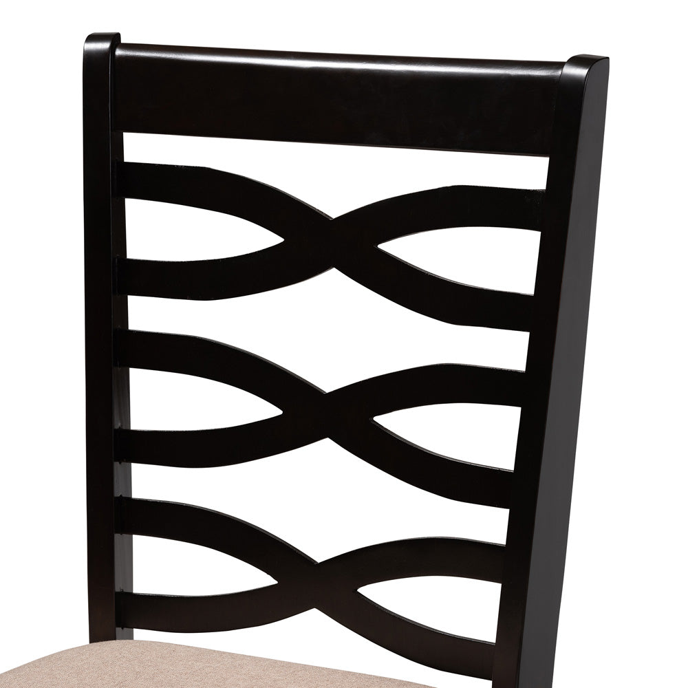 Baxton Studio - Lanier Dining Set in Sand Brown/Espresso - RH318C-Sand/Dark Brown-5PC Dining Set view 2